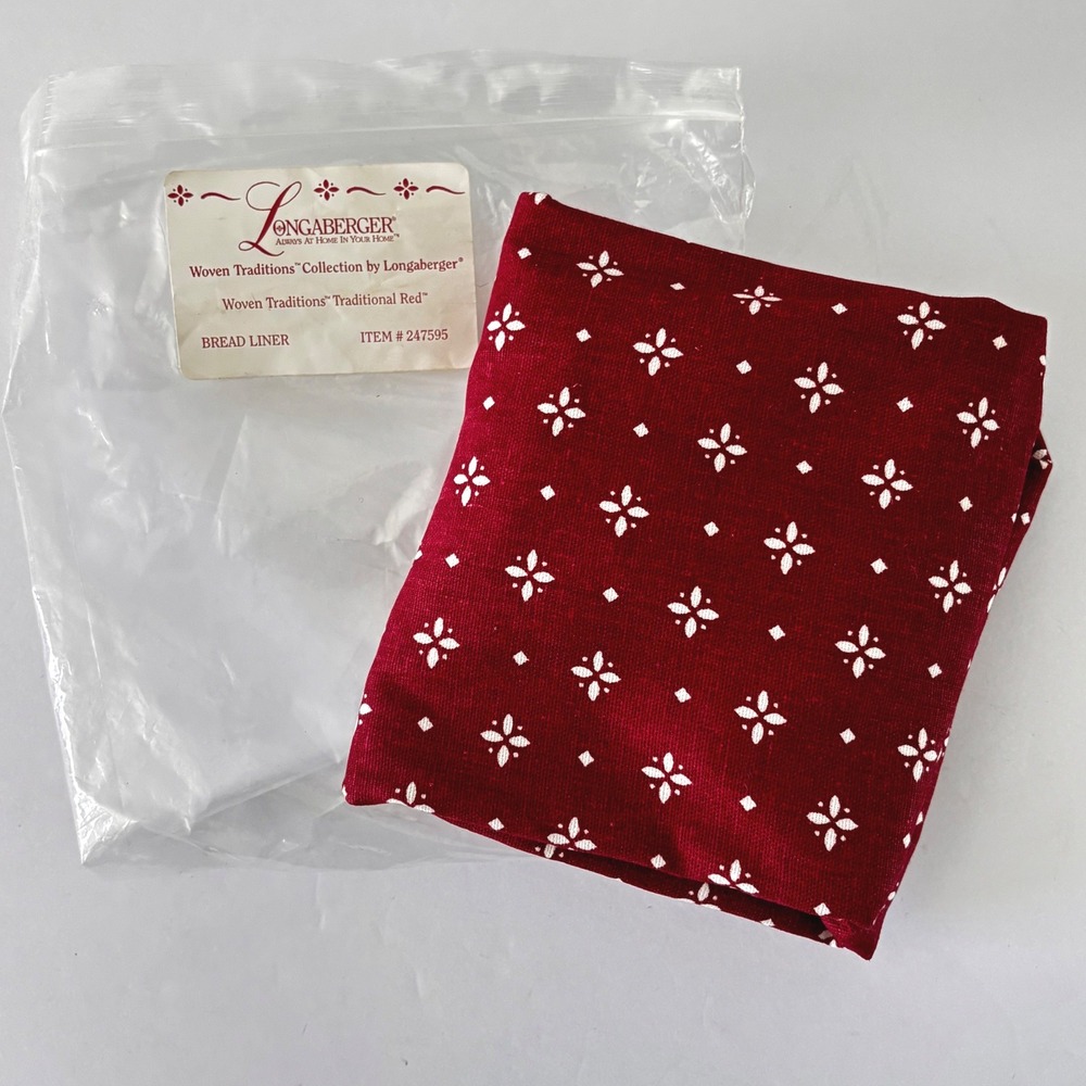 Longaberger Traditional Red Bread Basket Liner 247595 Vintage